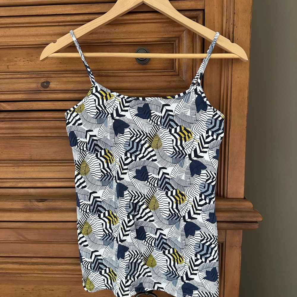 LOFT Cami in Blue, White, and Green-Yellow
